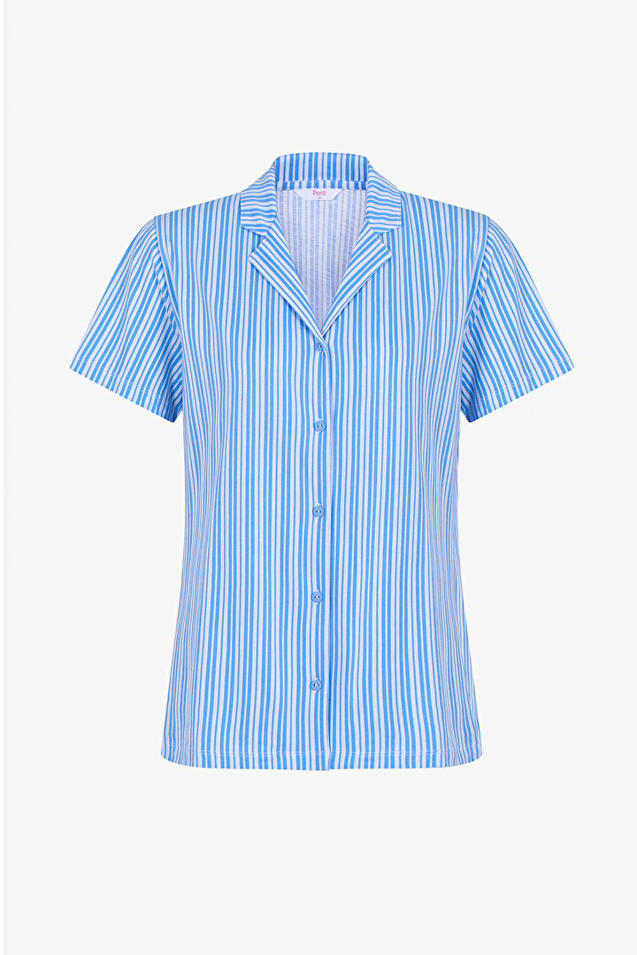 Blue Stripes Shirt PJ Set - 2