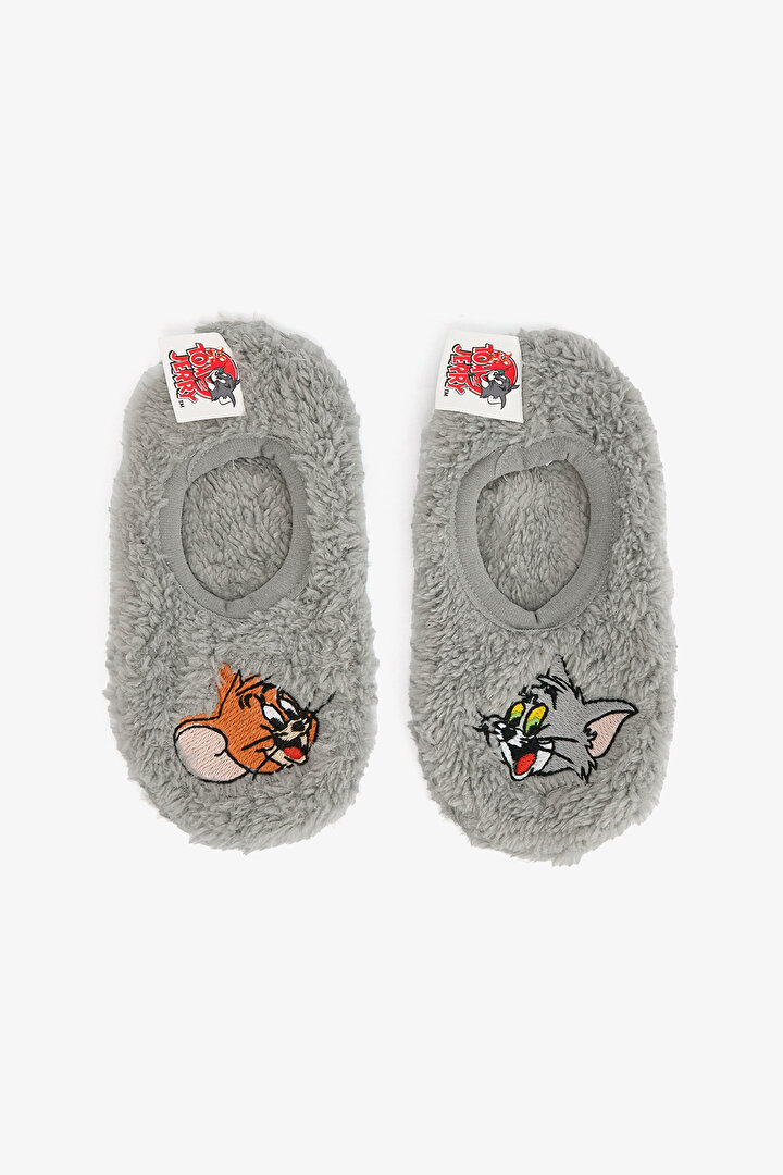 Gri Erkek Çocuk Tom & Jerry Kaymaz Tabanlı Ev Patiği - 1