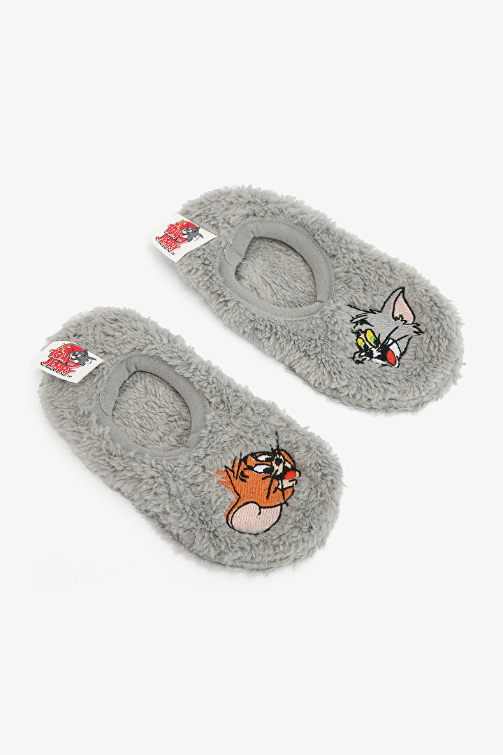 Gri Erkek Çocuk Tom & Jerry Kaymaz Tabanlı Ev Patiği - 2