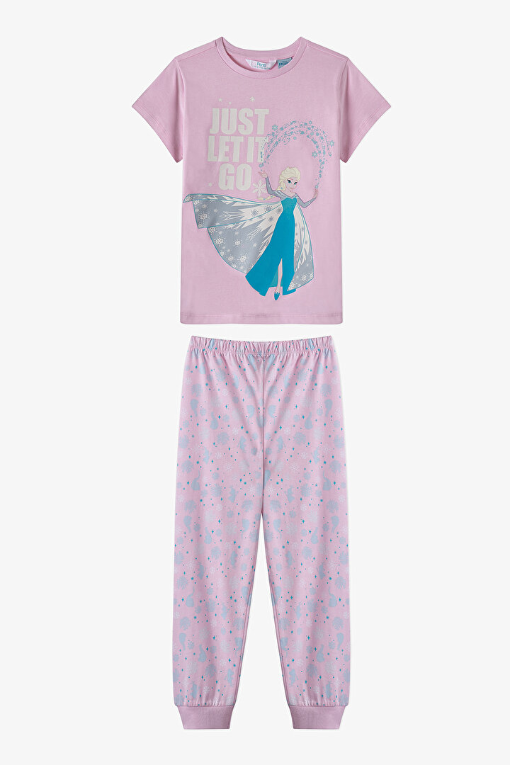 Açık Pembe Kız Çocuk Lic Frozen Pamuklu Pijama Takımı - 1