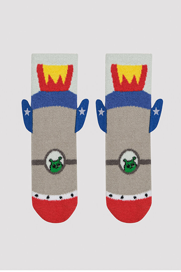 Boys Spaceship Grey Socket Socks - 1