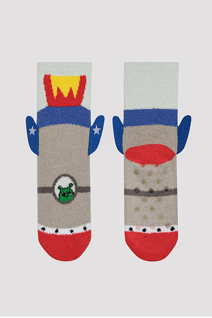 Boys Spaceship Grey Socket Socks - 2