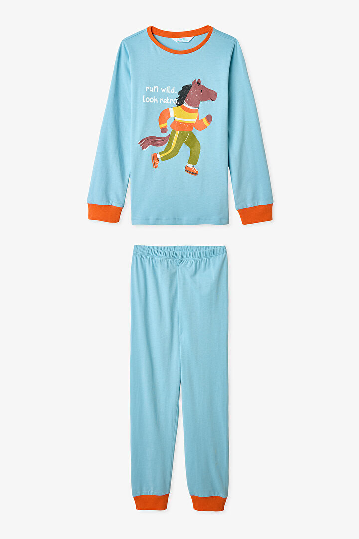 Ekru Erkek Çocuk Look Retro 2'li Pijama Takımı - 2
