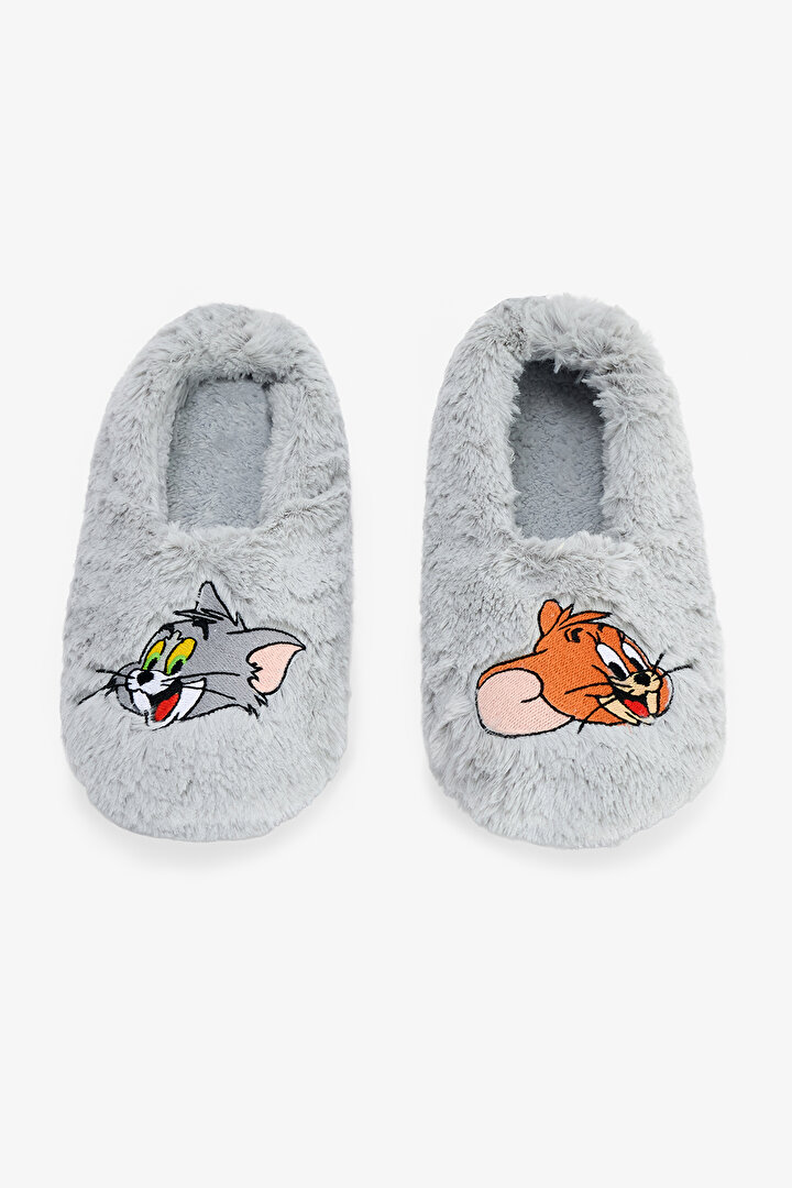 Açık Gri Tom & Jerry Nakışlı Ev Patiği - 2