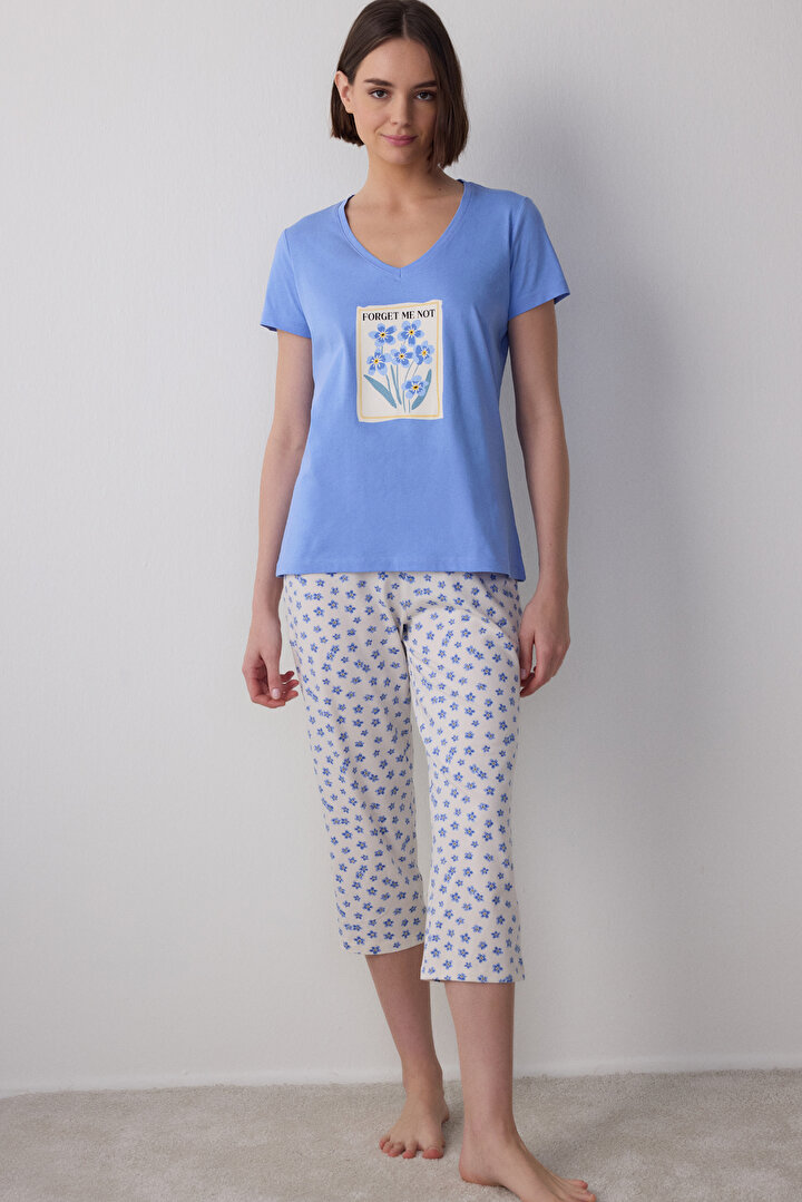Forget Me Not Ss Mavi Kapri Pijama Takımı - 1