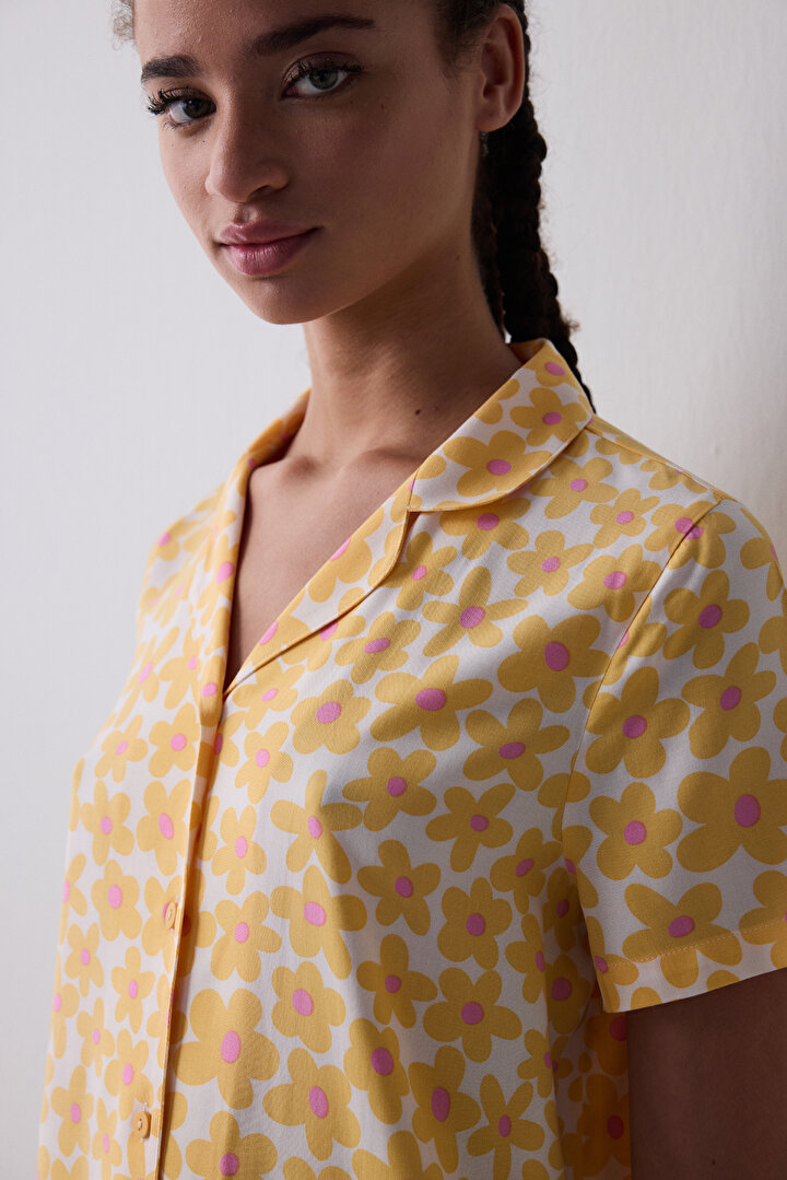 Sunny Floral Shirt Pant Yellow PJ Set - 2