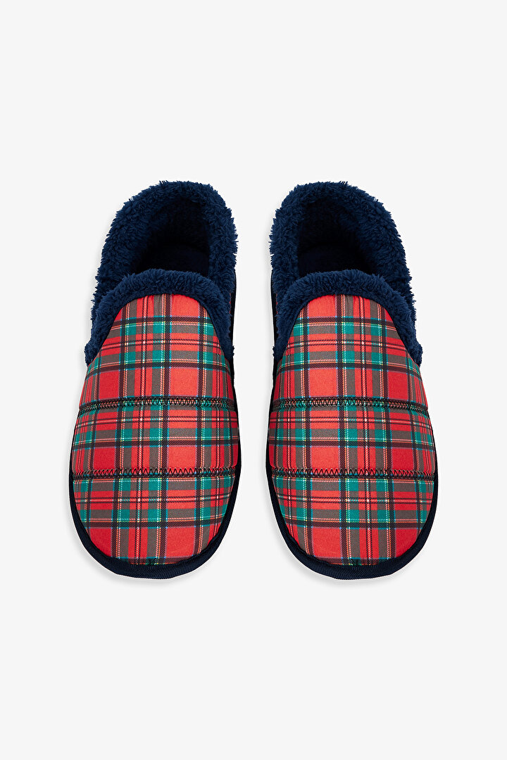 Lacivert Erkek Kareli Ev Patiği - 1