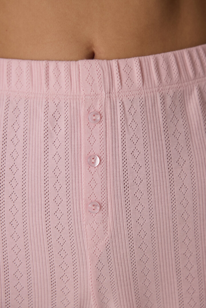 Pink Lotus Pointel Pants Pajama Bottom - 2