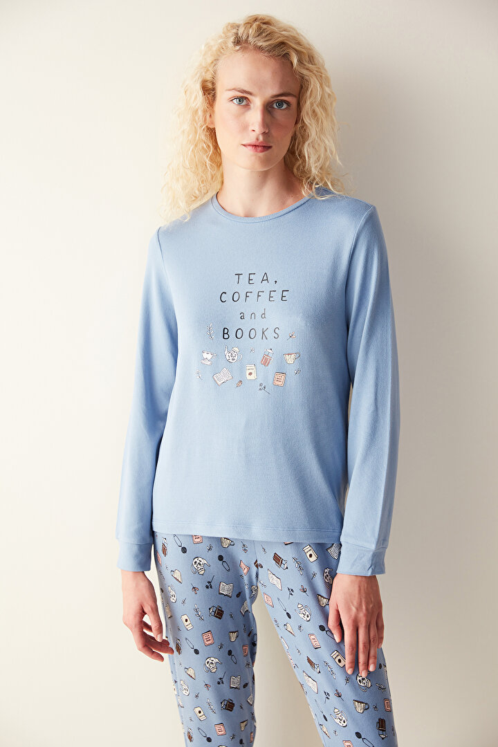 Coffee Termal Mavi Pijama Takımı - 1