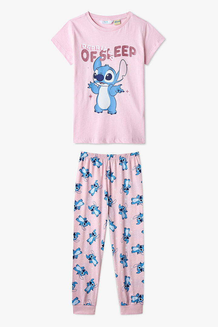 Pembe Kız Çocuk Lic Stitch Fam Pijama Takımı - 1