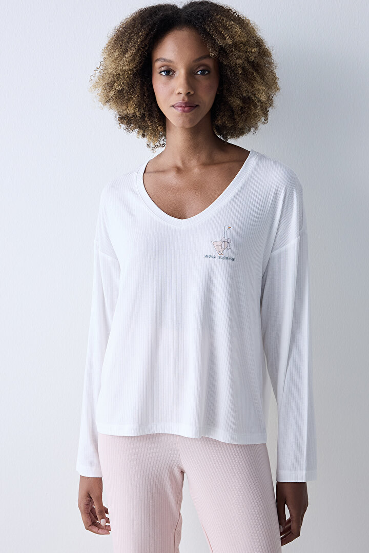 Dreamy White Tshirt PJ Top - 1