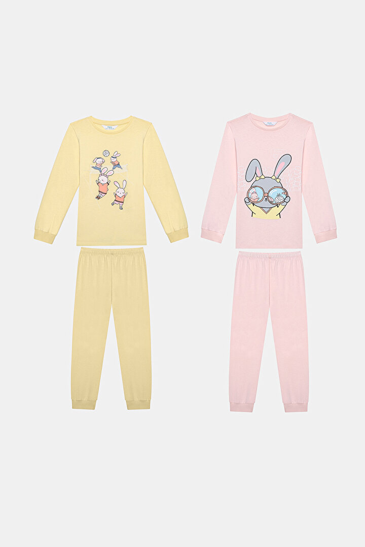 Kız Çocuk Volleybunny 2li Çok Renkli Pijama Takımı - 1