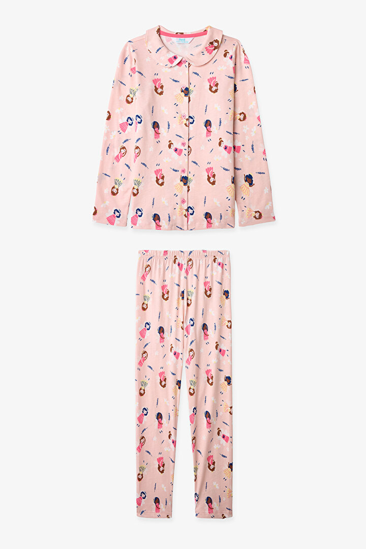 Açık Pembe Kız Çocuk Fairy Gömlek Pijama Takımı - 1