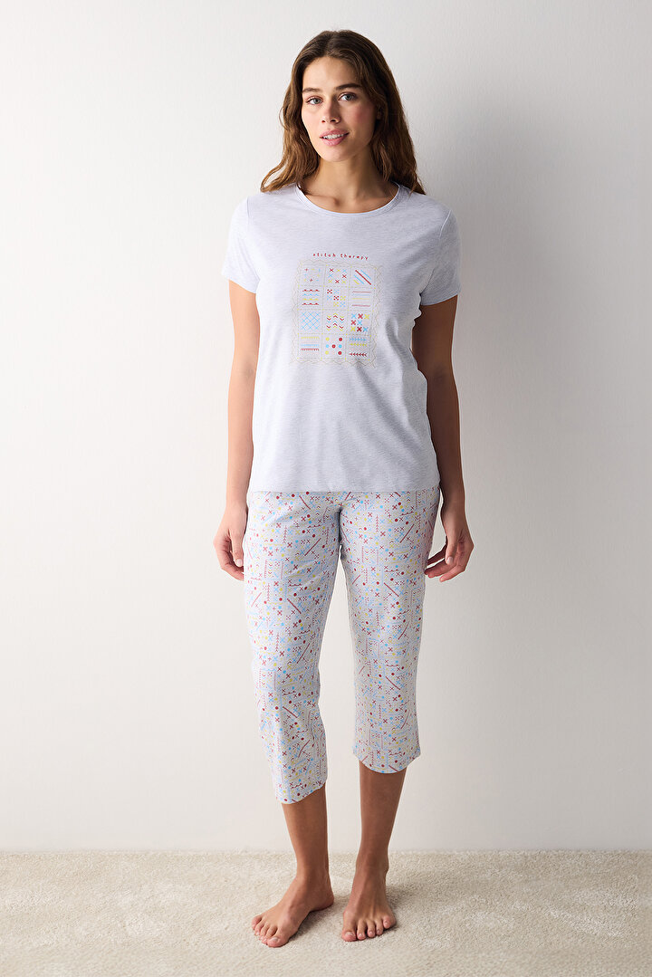 Printed Capri Grey PJ Set - 2