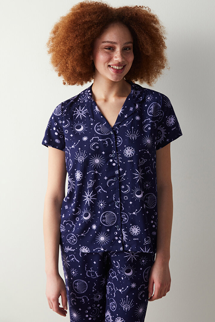 Zodiac Printed Shirt Pants Pyjamas Set - 2