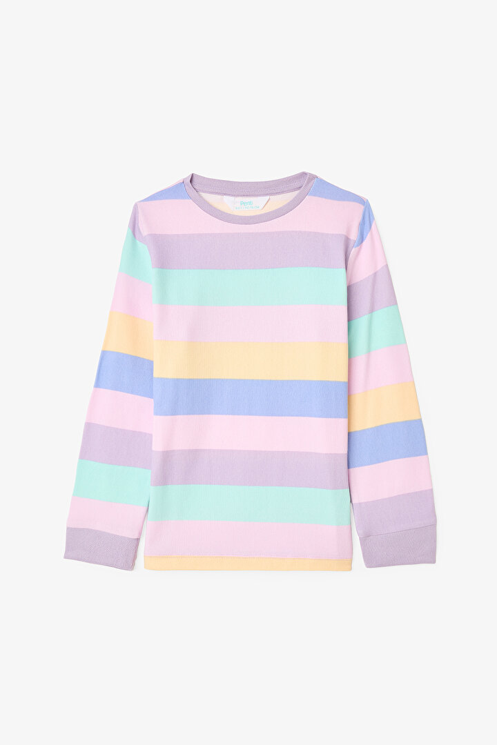 Pink Girls Striped Pajama Set - 2