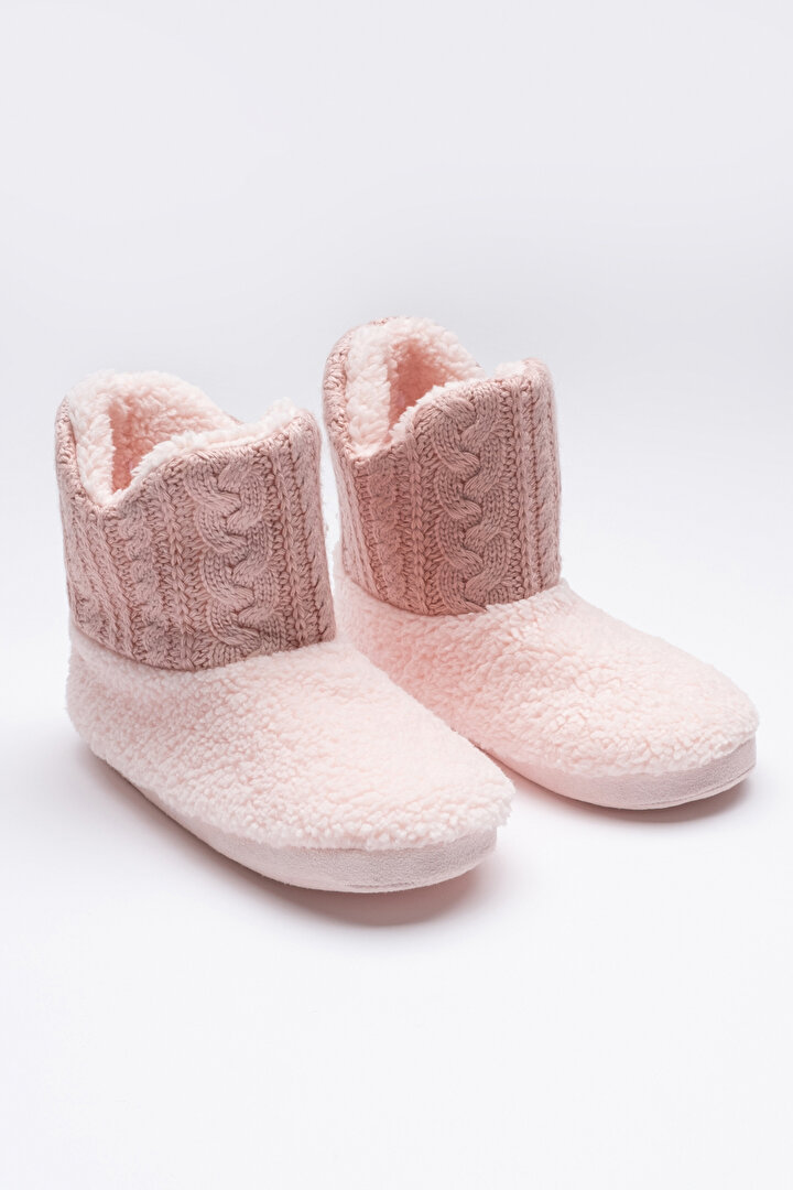 Rose Fuzzy Knit Slippers - 1