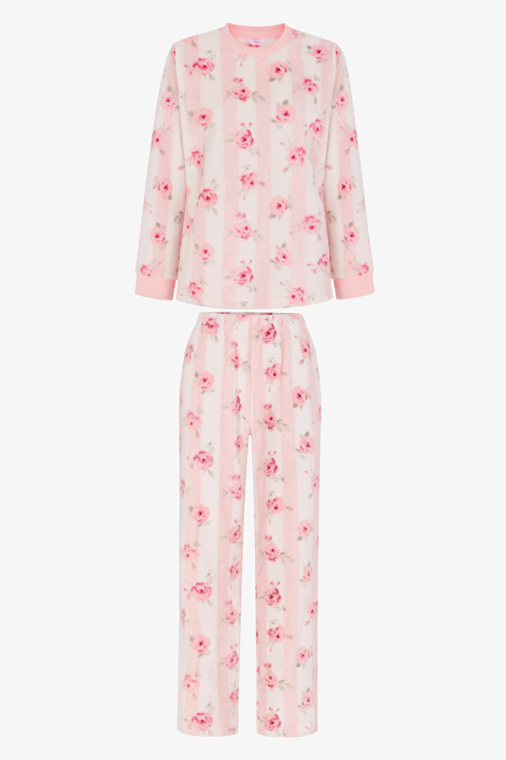 Pink Floral Garden Pantolon Long Sleeve Pyjama Set - 1