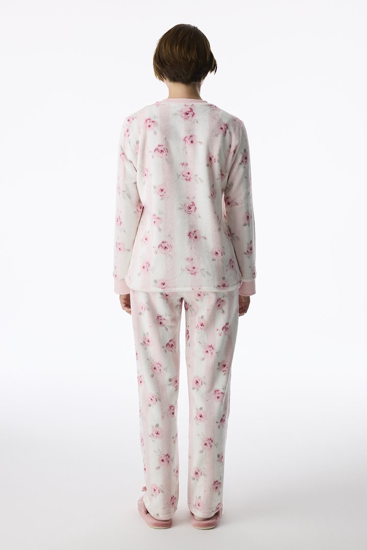 Pink Floral Garden Pantolon Long Sleeve Pyjama Set - 2