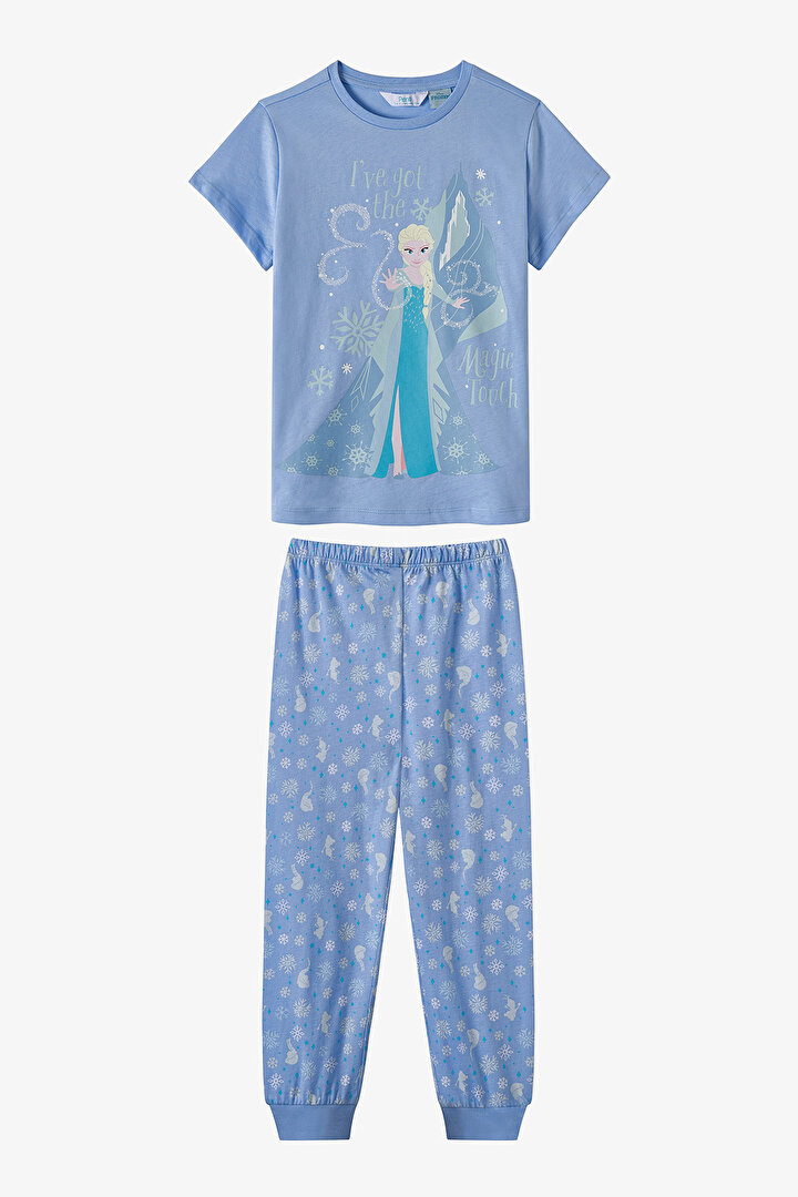 Mavi Kız Çocuk Lic Erkek Çocuk Frozen Pamuklu Pijama Takımı - 1
