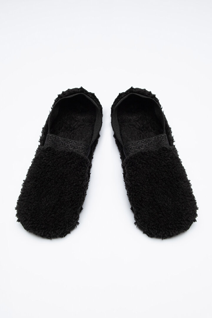 Siyah Parlak Detaylı Patik Çorap - 1