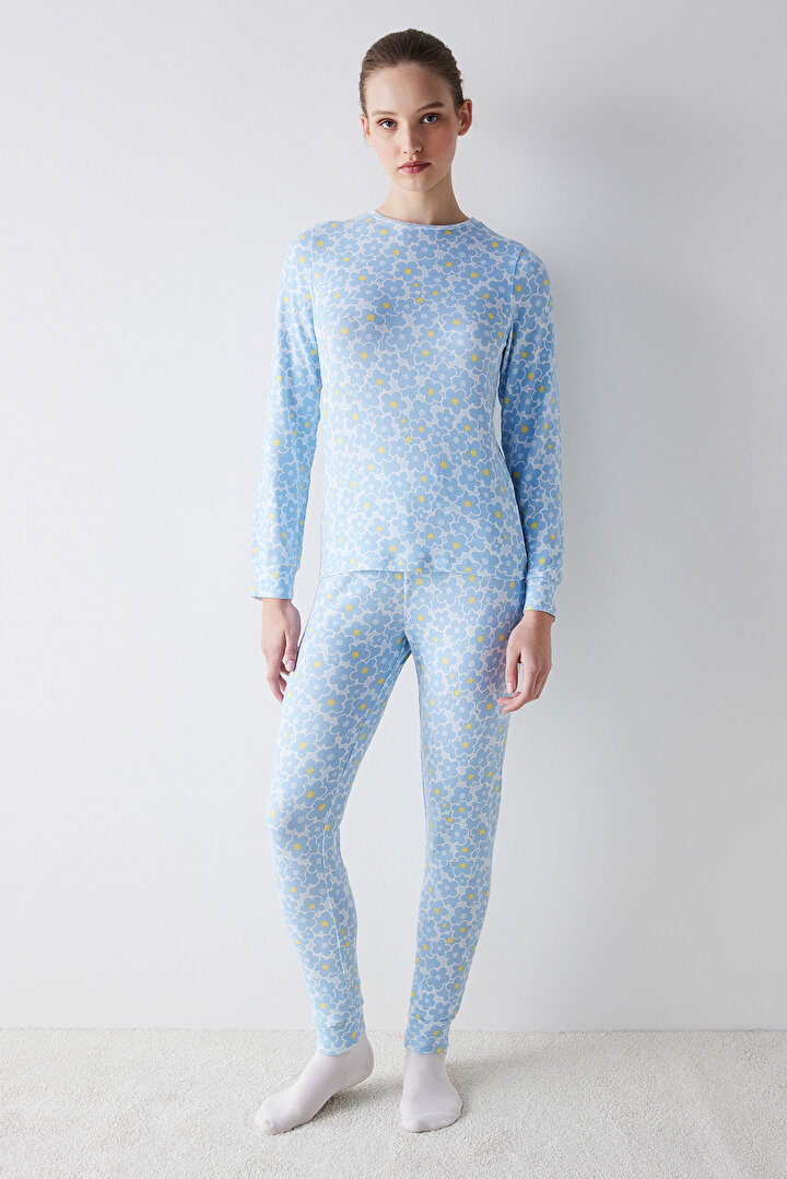 Flower Graden Thermal Light Blue PJ Set - 1