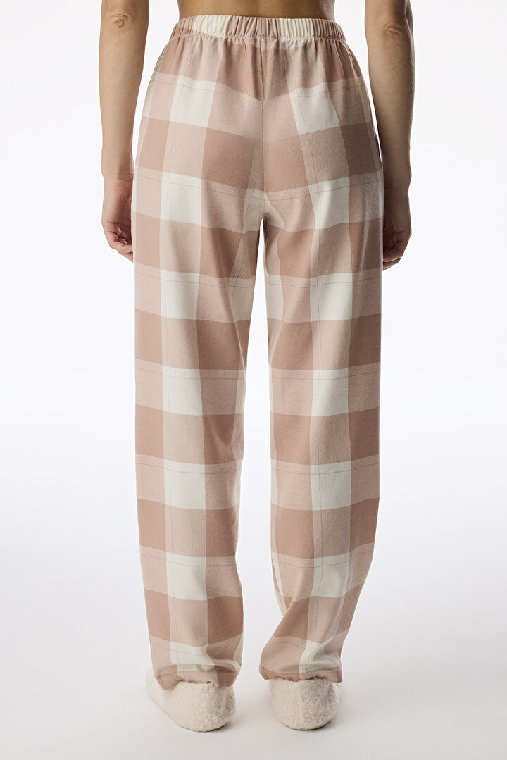 Bej Quinn Checked Flanel Ekoseli Pijama Altı - 2