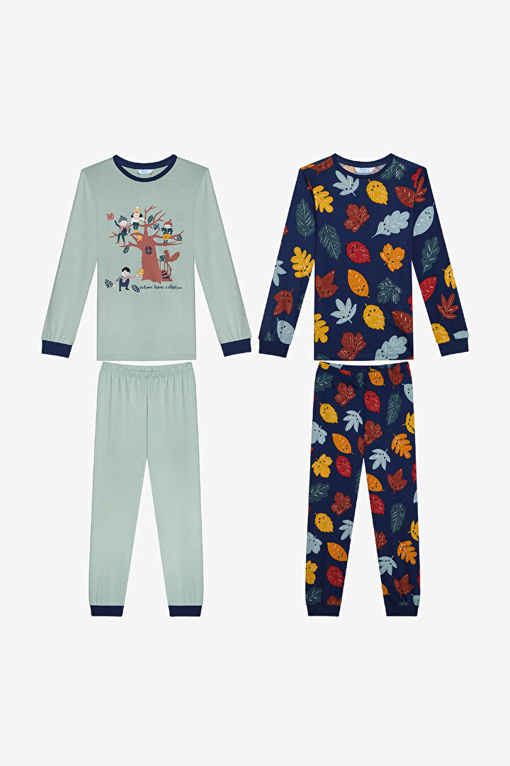 Boys Leaves 2in1 Multi Colour PJ Set - 1