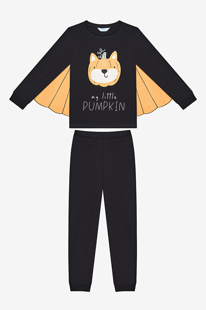 Unisex Çocuk Pumpkin Bear Antik Yeşil Pijama Takımı - 1