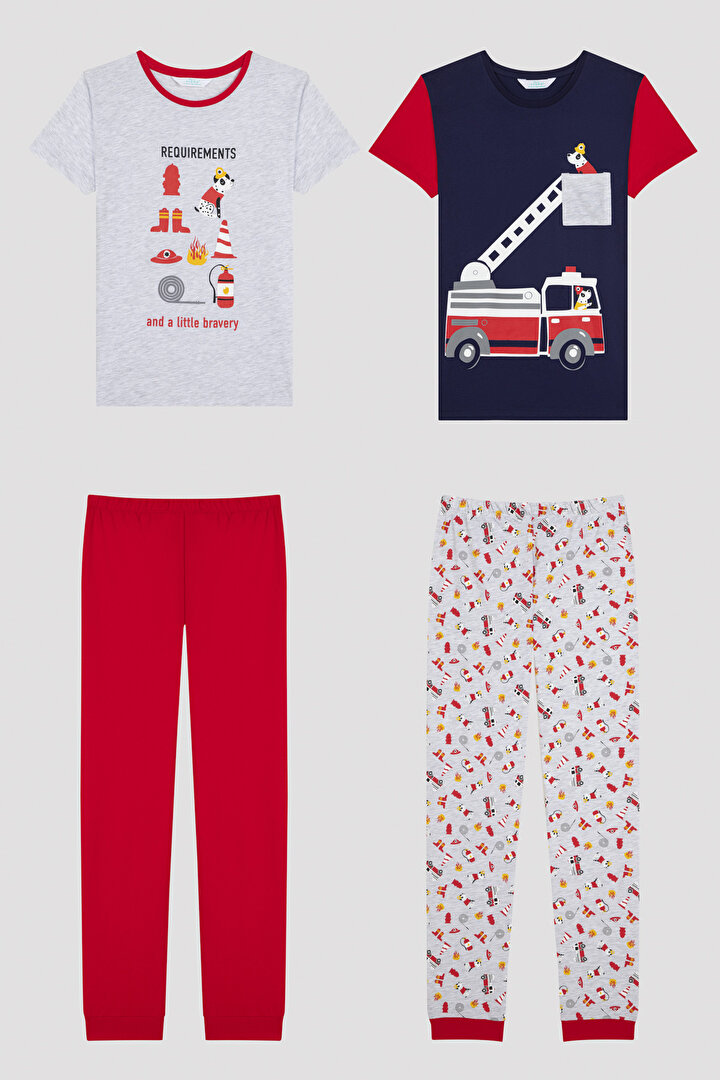 Erkek Çocuk Fire SS 4Lü Pijama Takımı - 1