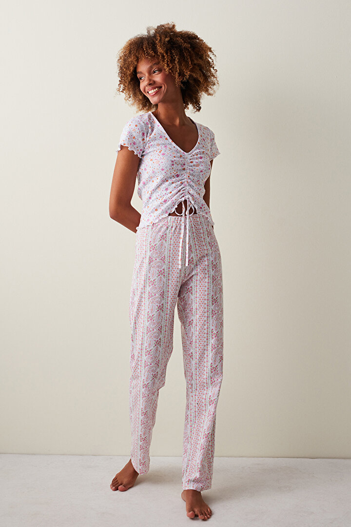 Floral Paisley Pantolon Pijama Altı - 1
