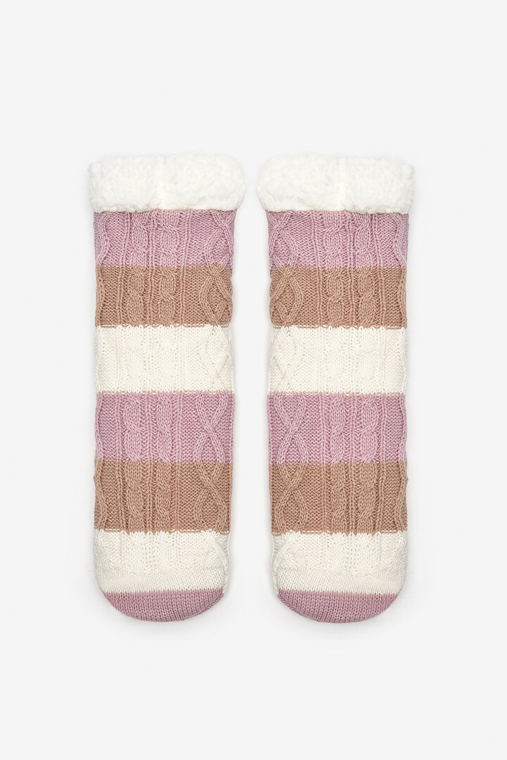 Colored Stripes White Socket Socks - 1