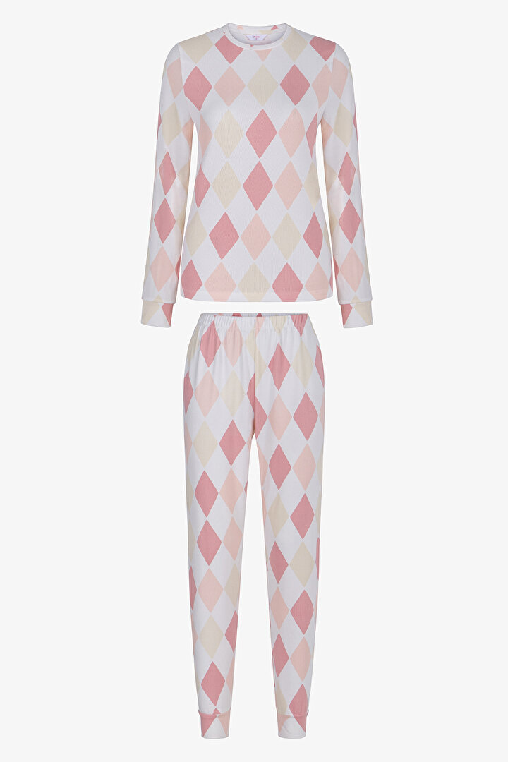 Çok Renkli Lovely Termal Etkili Pantolon Pijama Takımı - 1