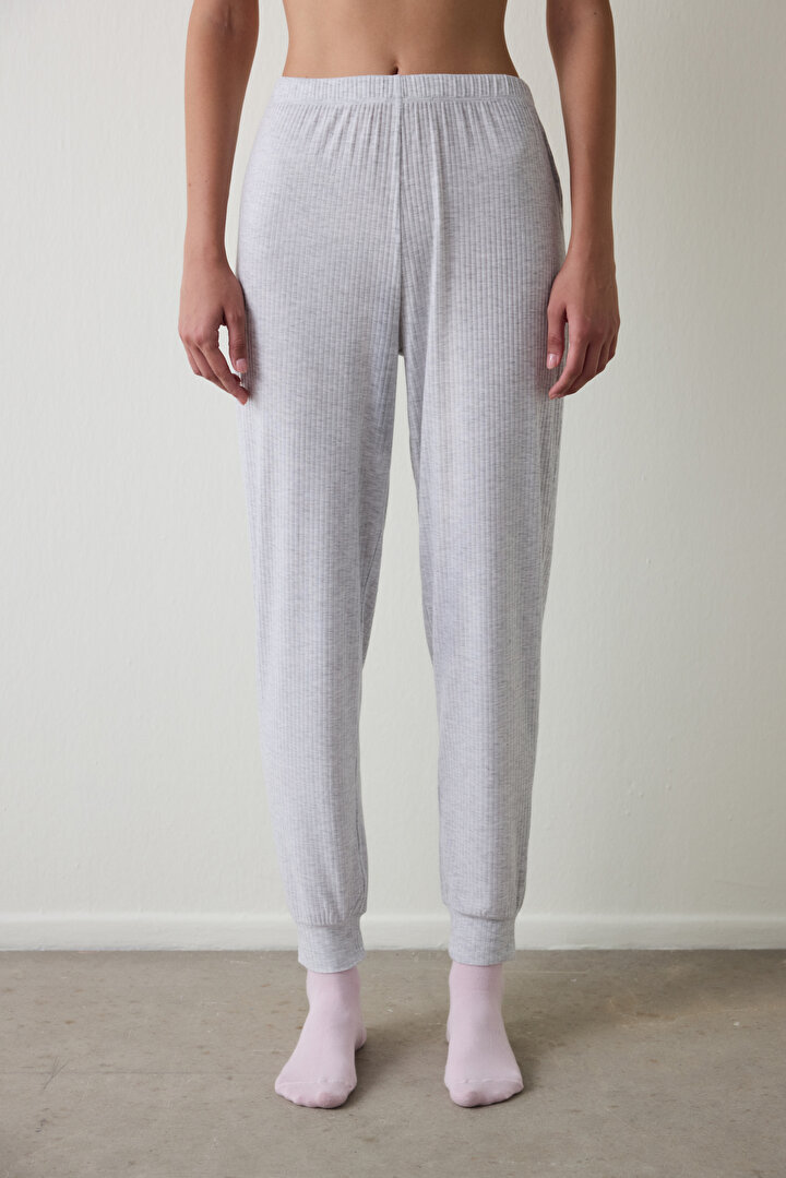 Açık Gri Melanj Not Today Jogger Pijama Altı - 1