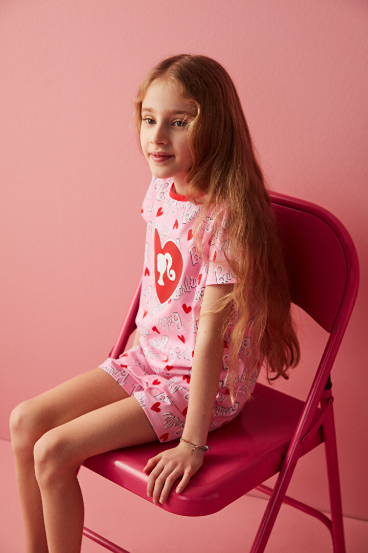 Kız Çocuk Barbie Love Pijama Takımı-Barbie Koleksiyonu - 1