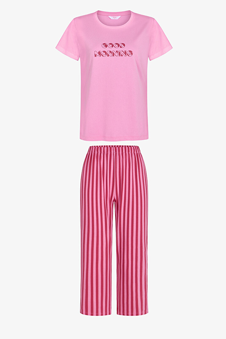 Pembe Ent Morning Pamuklu Kapri Pijama Takımı - 1