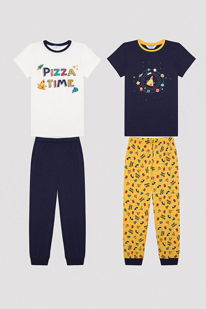 Erkek Çocuk Galaxy Pizza Çok Renkli 2li Pijama Takımı - 1
