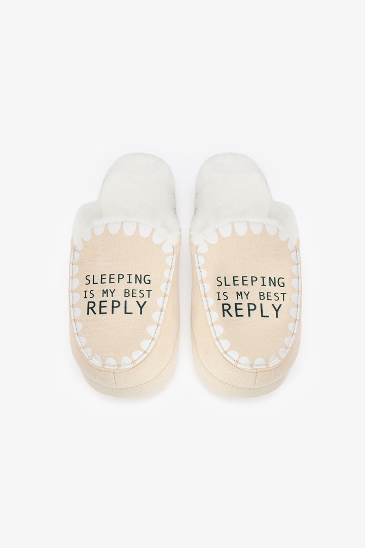Kum Sleeping Slogan Desenli Terlik - 1