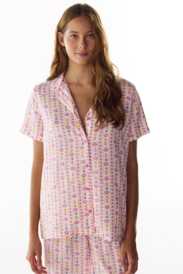 Flora Floral Short Sleeve Shirt & Trouser Pyjama Set - 2