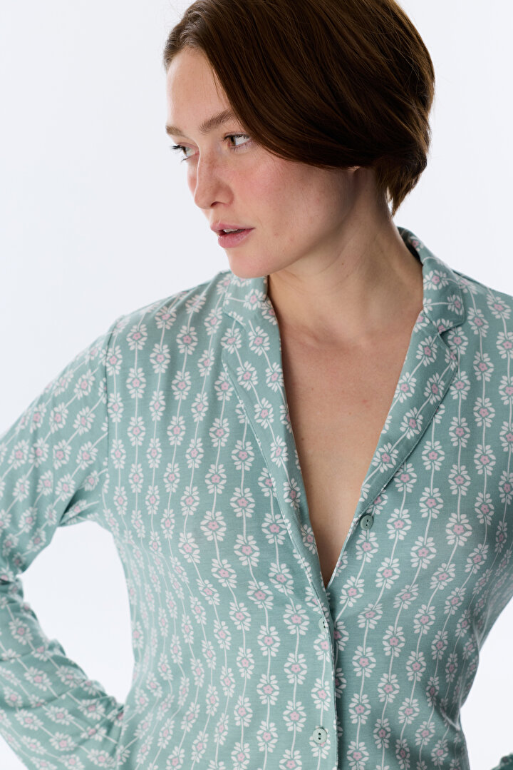 Açık Yeşil Alia Green Gömlek Pantolon Pijama Takımı - 2