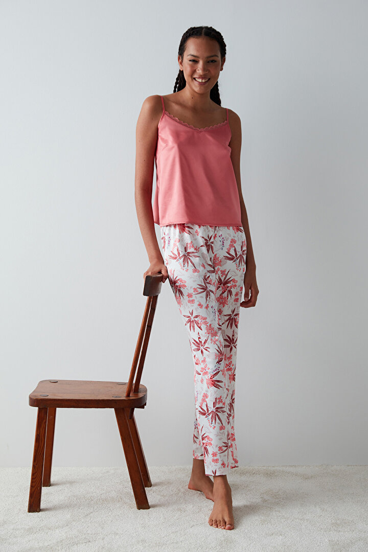 Rosy Printed Satin Pants PJ Bottom - 1