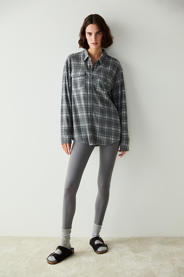 Grey Checked Pyjama Top - 2