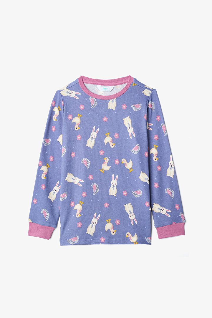 Indigo Kız Çocuk Rabbit Tavşan Desenli Pijama Takımı - 2