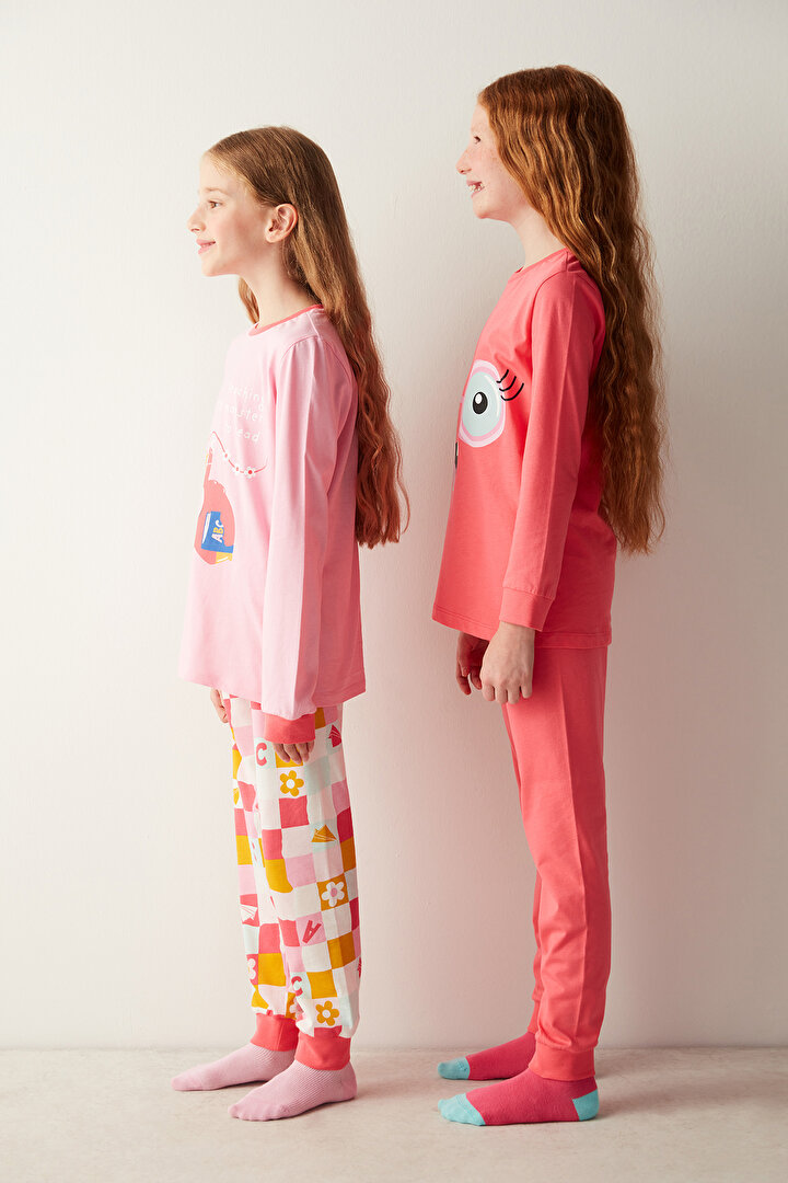 Kız Çocuk Pinky Eyes Uzun Kollu 2'li Pijama Takımı - 2