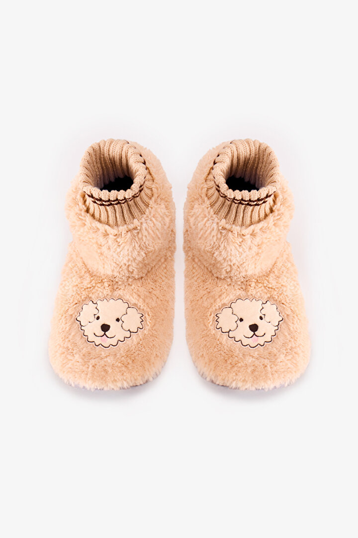 Beige Happiness Dog Print House Slippers - 1