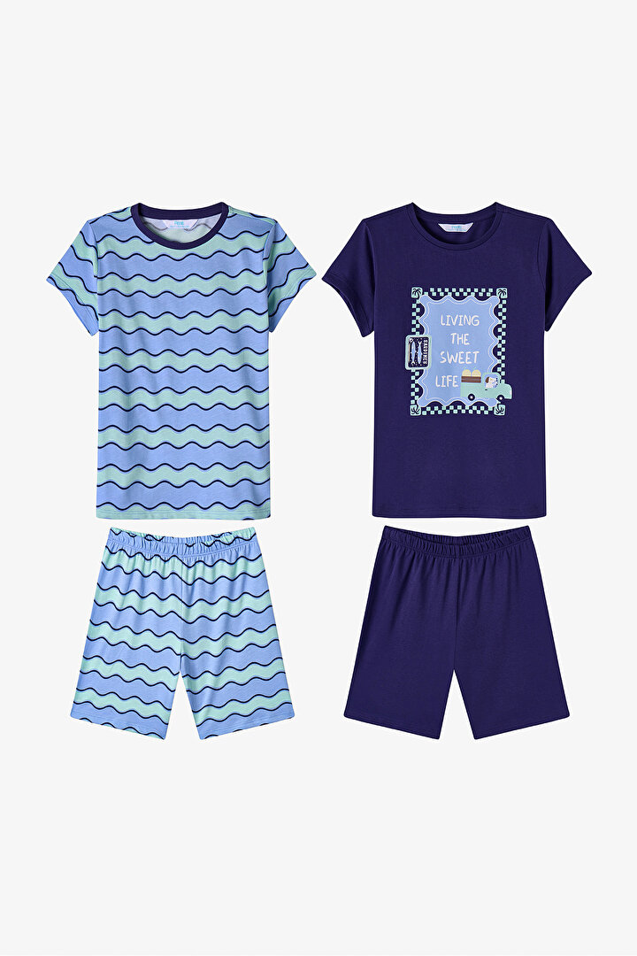 Blue Boys Blue Waves 2in1 Pajama Set - 1