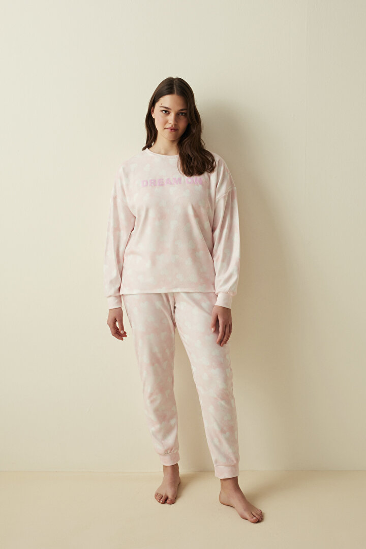Pembe Dream On Baskılı Termal Pijama Takımı - 1