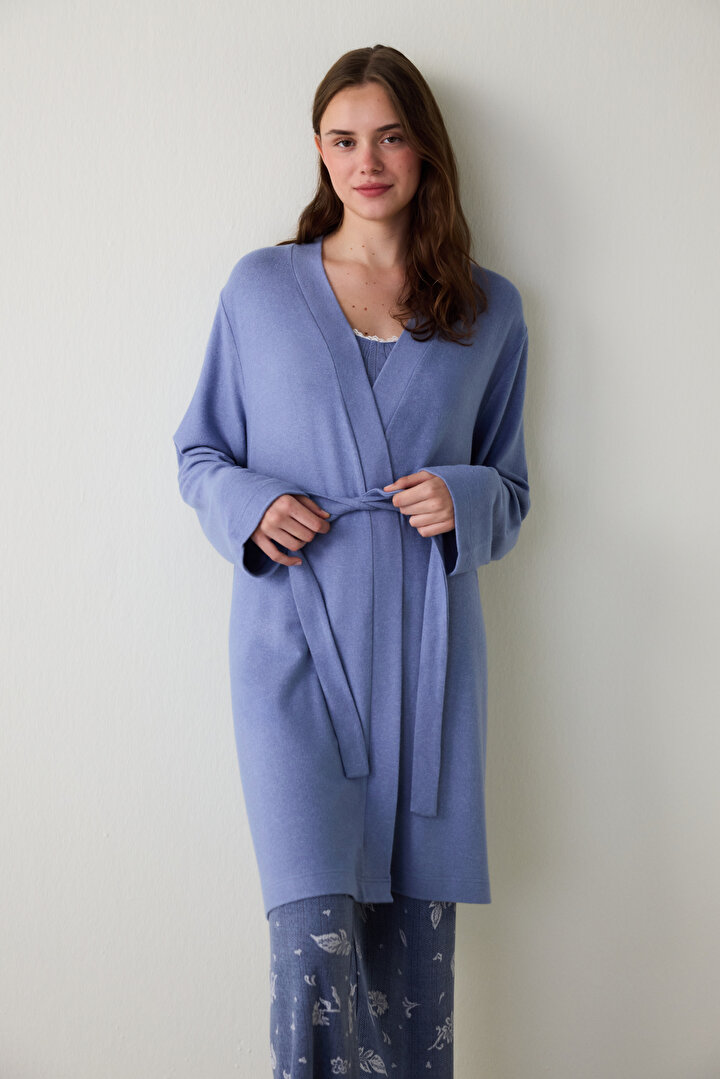 Indigo Hailee Soft Long Sleeve Robe - 1