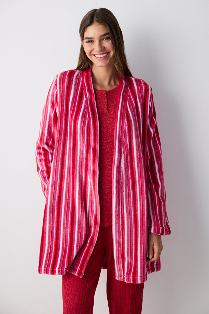 Soft Colorful Stripes Pink Robe - 2