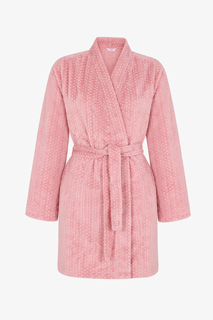 Pink Countryside Fluffy Long Sleeve Robe - 1